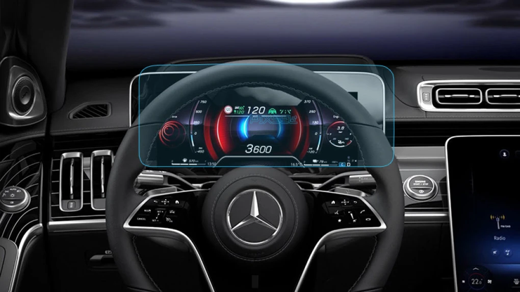 Ochronne szkło Pixsel na deskę rozdzielczą MERCEDES BENZ S-CLASS - 15.5“ 2020 -
