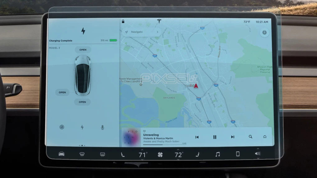 Защитное стекло Pixsel на монитор TESLA MODEL Y - 16.4“ 2020 - 2024